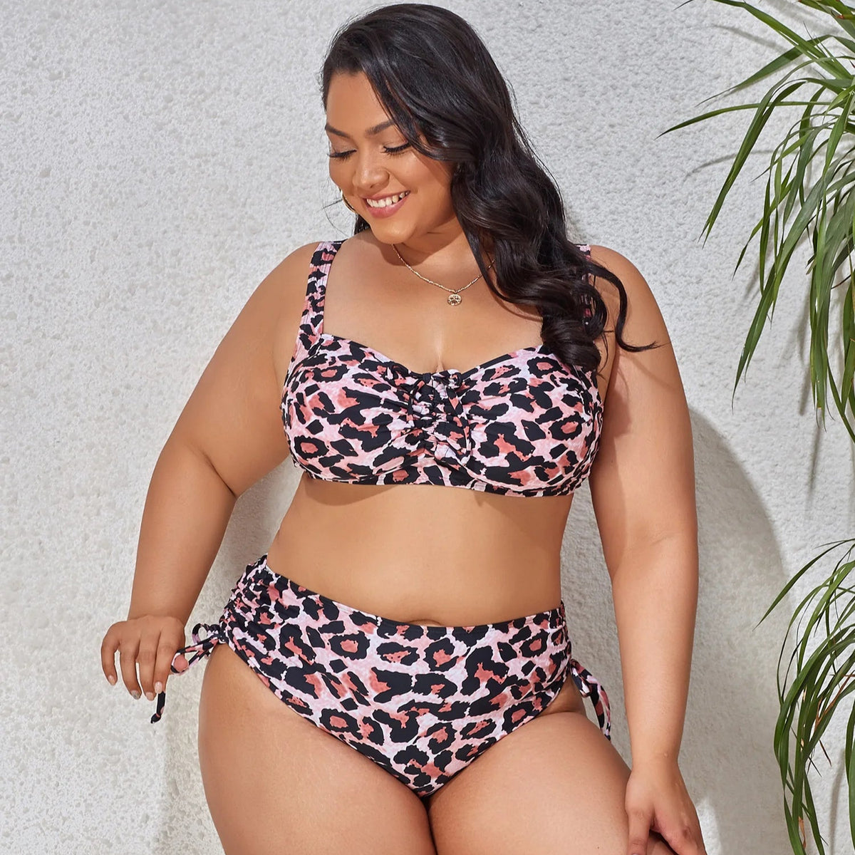 Animal Print Plus Size Bikini – Push-Up Underwire &amp; High-Waist Bottom