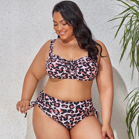 Animal Print Plus Size Bikini – Push-Up Underwire &amp; High-Waist Bottom