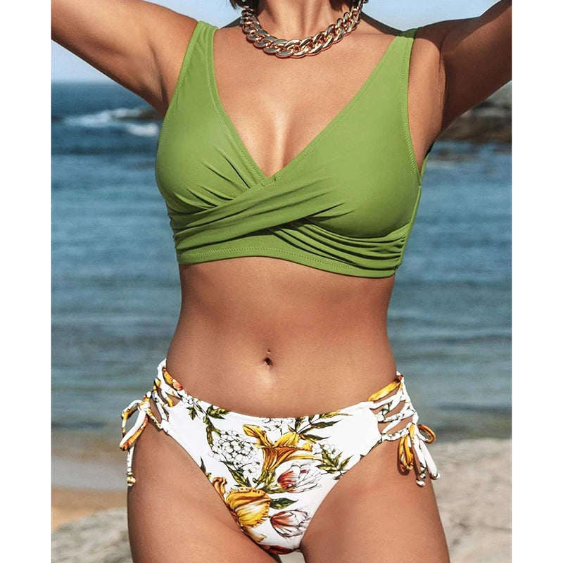 Aurea — High-Waist Bikini Set with Matching Cover-Up