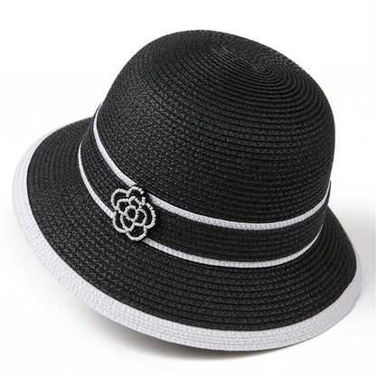 Women's Wide-Brim Straw Sun Hat — Oversized Bow