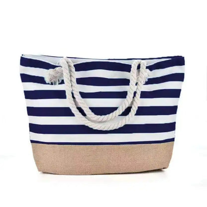 Striped Canvas Beach Tote with Rope Handles
