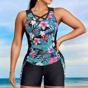 Floral Cross-Front Tankini