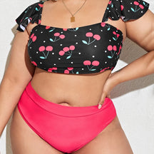 Princess Neckline Plus Size Bikini – High-Waist Bottom