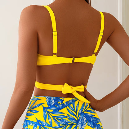Island Flora – Cross-Strap Ruched Swimwear